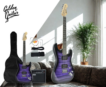 Gitara elektryczna - kompletny zestaw -Golden Guitar STEG-35 Ciemny Fiolet