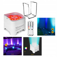 Oświetlacz akumulatorowy LED Uplight Par 6x12W RGBWA-UV z bezprzewodowym DMX - BIAŁY i osłona przeciwdeszczowa
