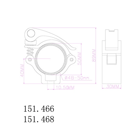 Zestaw 10x Półzłącze szybkozłącze slimline BC50B-50 max. 100kg czarne BeamZ