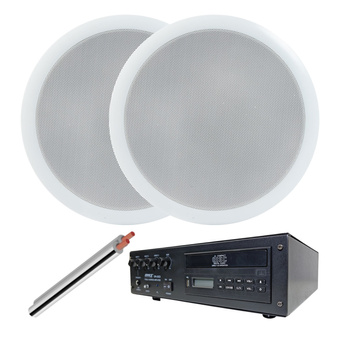 Nagłośnienie sufitowe do siłowni 2xgłośnik sufitowy 8' 100V + wzmacniacz + okablowanie