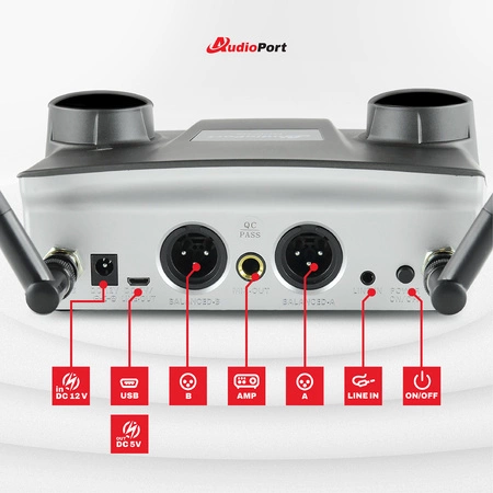 Zestaw mikrofonów bezprzewodowych doręcznych UHF+ stacja ładująca Audioport MCD-U2
