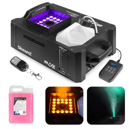 Zestaw: Wytwornica dymu pionowego LED BLAZE1800 + płyn do dymu CO2 5lBeamz