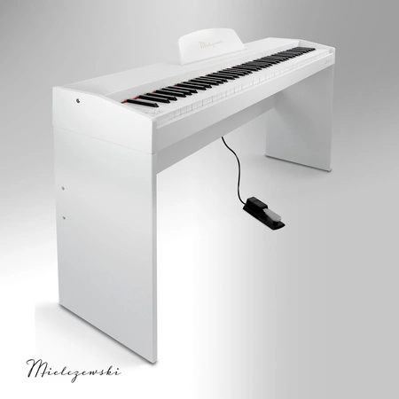 Pianino cyfrowe 88 dynamicznych klawiszy ze statywem ARIA II białe Mielczewski