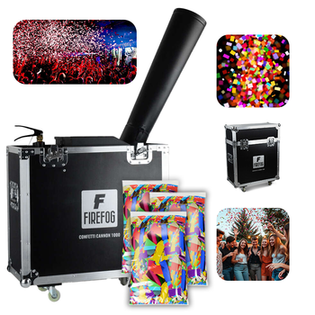 Zestaw: Wyrzutnia konfetti na CO2 CANNON 1000+ case Firefog+ konfetti wielokolorowe 3x5kg