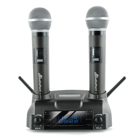 Zestaw mikrofonów bezprzewodowych doręcznych UHF+ stacja ładująca Audioport MCD-U2