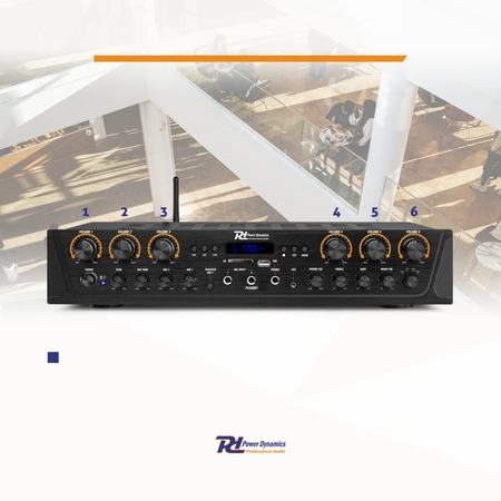 Wzmacniacz audio PV260BT 6 strefowy 600W BT USB SD FM pilot Power Dynamics