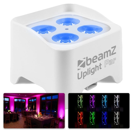 Zestaw: 4x Oświetlacz bateryjny BBP90W Par 4x 4W RGB-UV LED Beamz+ dedykowane case