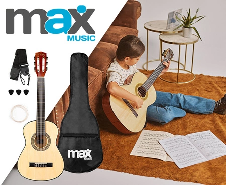 Gitara klasyczna 1/4 dla dziecka Naturalna SoloArt Max+ akcesoria