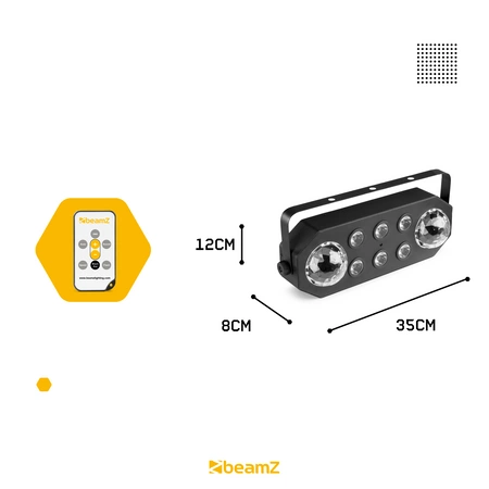 Zestaw: Wytwornica dymu 500W pilot+ płyn gratis+ reflektor LED RGBAWP StrobeMoon 2 w 1