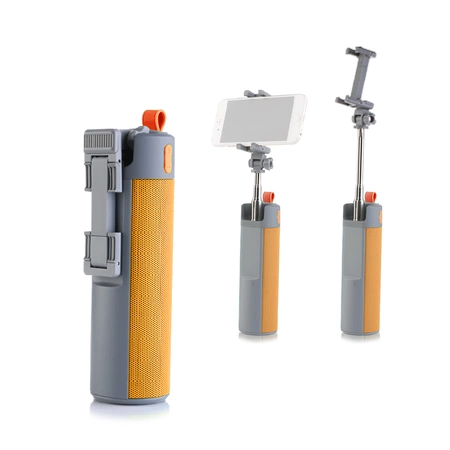 Przenośny głośnik wielofunkcyjny BT FREESOUND z selfie stick pomarańczowy