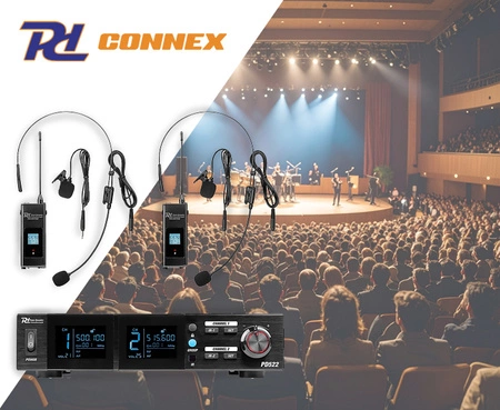 Zestaw bezprzewodowy mikrofonów UHF 2x bodypack nagłowny stacja Power Dynamics