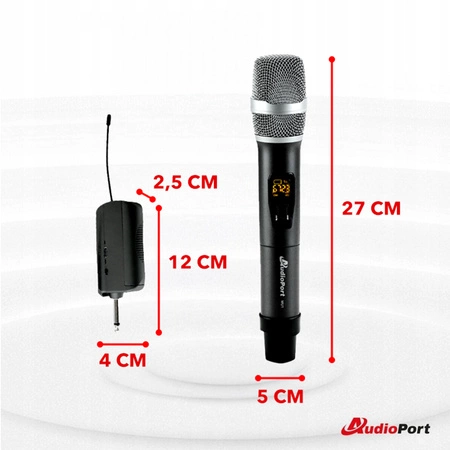 Mikrofon bezprzewodowy doręczny UHF+ odbiornik MU1 Audioport