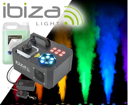 Zestaw: Wytwornica dymu pionowego LED 1000W SPRAY-COLOR-1000+ płyn do dymu 5L