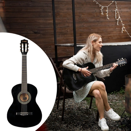 Gitara klasyczna 3/4 dla dziecka młodzieżowa SoloArt Max czarna+ akcesoria