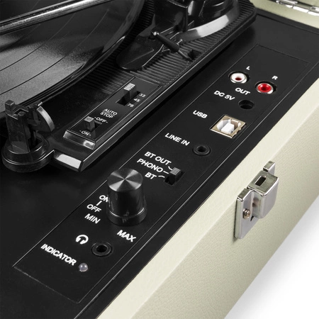 Gramofon w walizce RP118C Fenton wejście/wyjście BT zielony