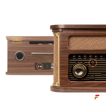 Gramofon Memphis Fenton BT CD DAB+ FM USB brązowy