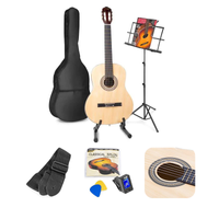 Zestaw: Gitara klasyczna 39'' SoloArt Max kolor naturyalny, pulpit na nuty, statyw oraz akcesoria