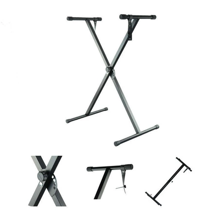 Zestaw: Keyboard 61 podświetlanych klawiszy+ statyw+ stołek+ naklejki na klawisze