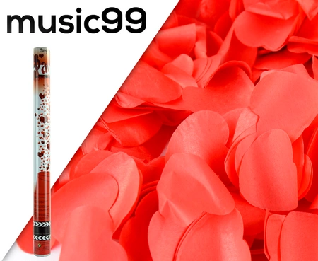 Tuba - wyrzutnia konfetti 60 cm - czerwone serca