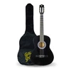 Zestaw: Gitara klasyczna 39" 4/4 czarna+ akcesoria+ 2x statyw+ podnóżek gitarowy Golden Guitar