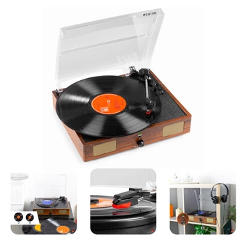 Gramofon RP106W Fenton głośniki USB brązowy