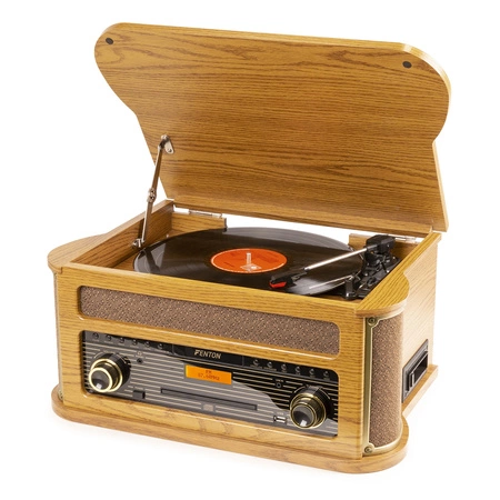 Gramofon Memphis Fenton BT CD kaseta DAB+ FM USB drewno
