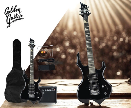 Gitara elektryczna - kompletny zestaw -Golden Guitar RFL-5 Czarny