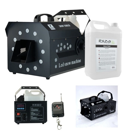 Zestaw: Wytwornica śniegu LED 1500W  Snow 1500LED DMX pilot Firefog + płyn 5L