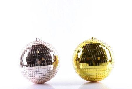 Zestaw Kula lustrzana 20 cm różowo złota + napęd z diodami LED