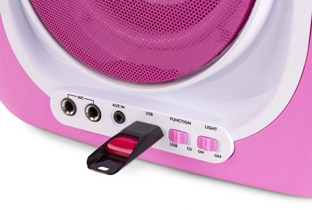 Karaoke system z CD i 2 mikrofonami SBS30P różowy