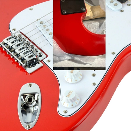 Gitara elektryczna - kompletny zestaw -Golden Guitar STEG-20 Czerwona Stratocaster