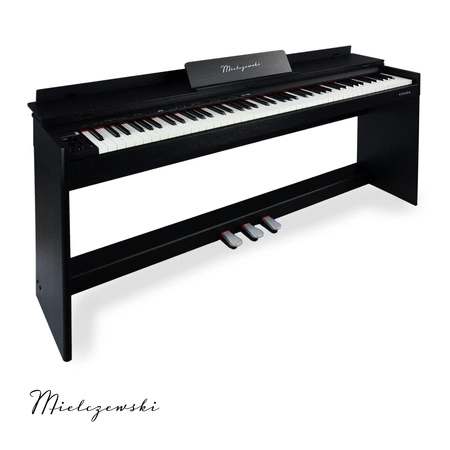 Pianino cyfrowe ze statywem 88 dynamicznych klawiszy ETIUDA czarne Mielczewski