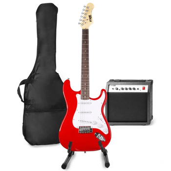 Zestaw: Gitara elektryczna Gigkit Max czerwona+ wzmacniacz statyw akcesoria