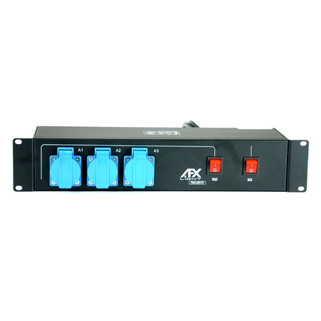 Dystrybutor zasilania 16A 9 gniazd, rack 19 PBOX-9SW-FR AFX Light