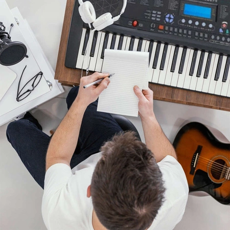 Zestaw: Keyboard 61 klawiszy bateryjno-sieciowy+ podwójny statyw pod keyboard+ ławka+ naklejki na klawisze