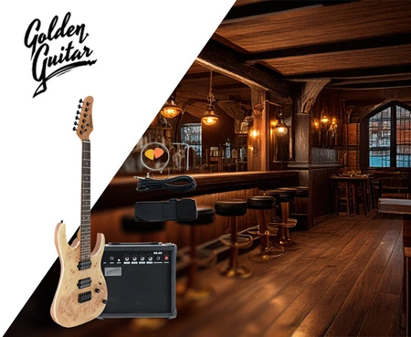 Gitara elektryczna - kompletny zestaw -Golden Guitar PSG-3 Naturalny
