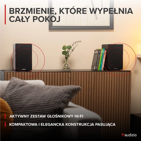 Zestaw aktywnych głośników półkowych KS01 80W, czarny
