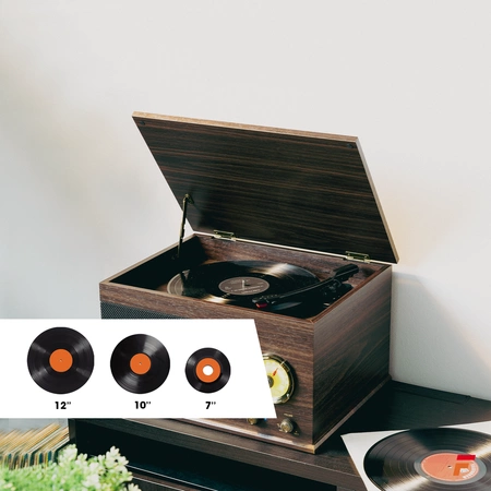 Gramofon RP173 Fenton Vintage USB BT FM brązowy+ winyl gratis