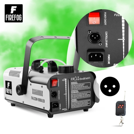 Zestaw: Wytwornica dymu z LED RGB 900W Falcon900LED dwa piloty/ Firefog + płyn 5L