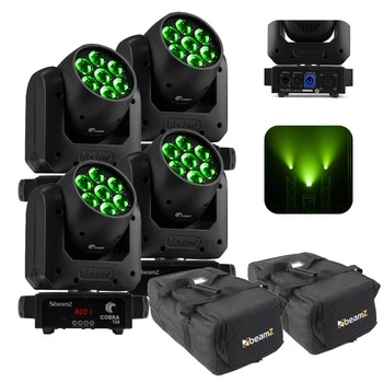 Zestaw: 4x Głowa ruchoma Cobra 720 Wash 7x 20W z zoomem Beamz+ 2x case