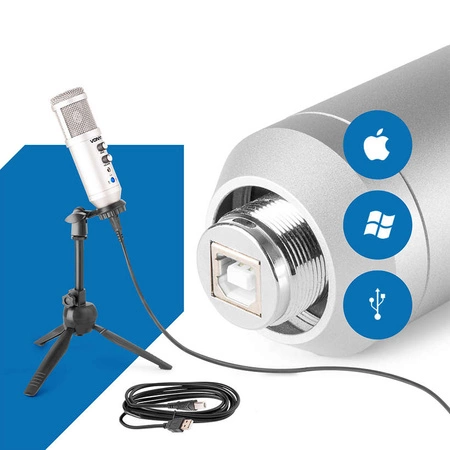 Vonyx CM320S Mikrofon studyjny USB ze statywem stołowym - tytanowy