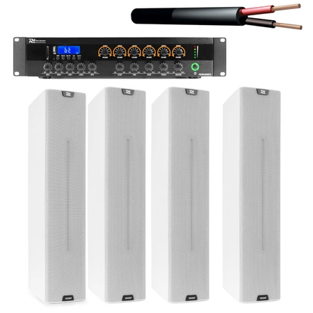 Zestaw nagłośnienia kolumnowego 100V Power Dynamics biały