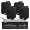 Zestaw czarnych głośników do muzyki w tle 4 x 4" BV40B 100V z wzmacniaczem bluetooth