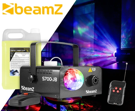 Zestaw: Wytwornica dymu LED 700W S700-JB+ płyn do dymu 5L Beamz
