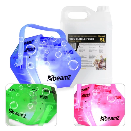 Wytwornica baniek mydlanych BeamZ B500 LED RGB+ płyn do baniek 5L