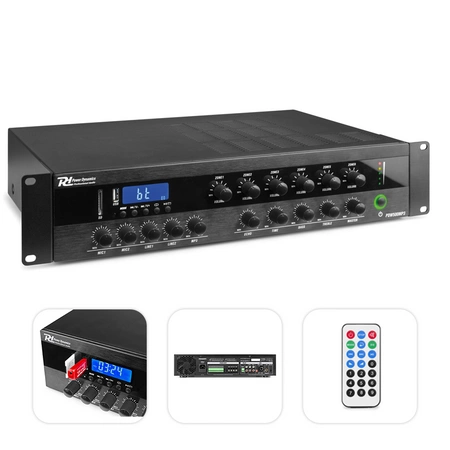 Wzmacniacz miksujący PA PDW500MP3 BT 500W/100V 6 stref Power Dynamics