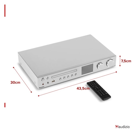 Radio internetowe DAB CD ze wzmacniaczem Bolzano Audizio srebrne