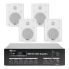 Zestaw odpornych na warunki pogodowe głośników 4 x 4" BC40V białe z wzmacniaczem bluetooth