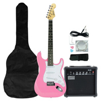 Gitara elektryczna - kompletny zestaw -Golden Guitar STEG-20 Różowa Stratocaster