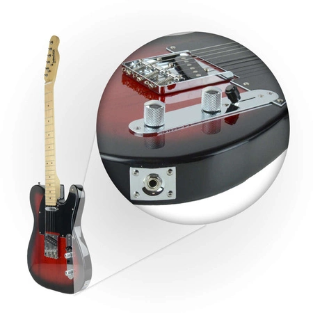 Gitara elektryczna - kompletny zestaw -Golden Guitar TEEG-30 Czarno-czerwona Telecaster